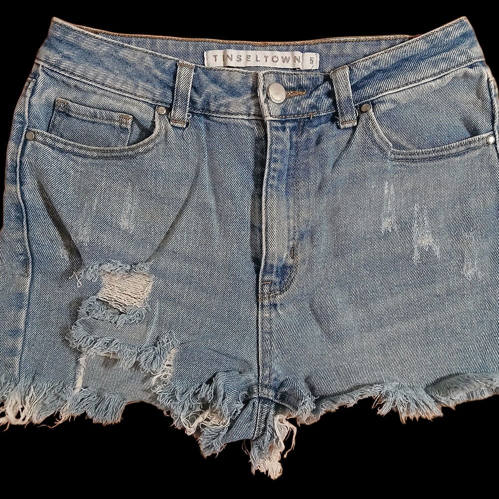 Tinseltown Light Blue Distressed Denim Cutoff Shorts